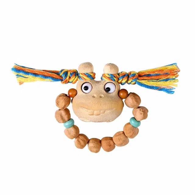 龙弗 【招财进宝】可爱呱呱金蝉来财指环文玩幸福绵绵财源滚滚顺心顺意幸福美满 竹木 戒指 男女同款情侣款