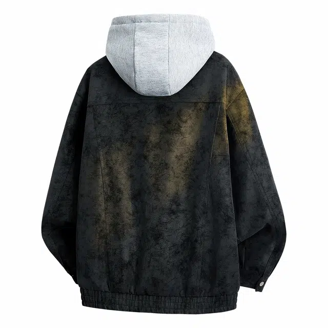 雅鹿 美式高街纯色可拆卸帽子加厚夹克外套 男女同款