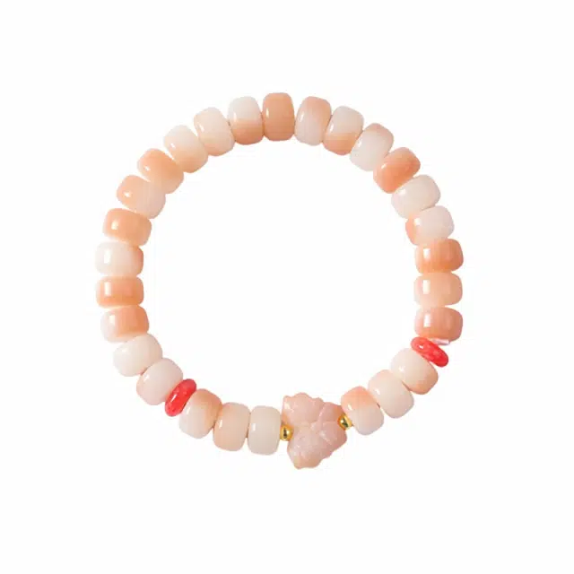 京华录 百搭简约蜜桃冰沙蝴蝶小清新绕指柔森系甜美可爱时尚粉嫩手持佛珠早遇良人正缘桃花#好运 菩提根 手串 男女同款情侣款