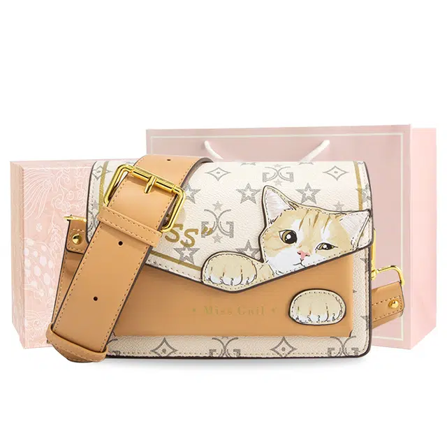MISS GAIL Cat Print Crossbody Bag