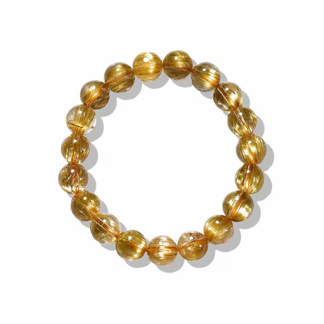 古禾 福泽绵长 金丝满堂通明金玉满堂国潮新中式财源滚滚轻奢复古招财好运 水晶 玉石手串 男女同款情侣款