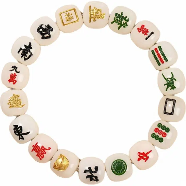 富珠汇 文玩麻将把吧胡 好运连连 白玉菩提 手串 男女同款情侣款