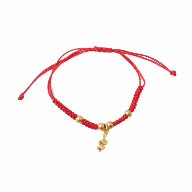 前方大荒野 转运灵蛇手绳新中式国潮简约时尚设计精致小蛇民族风手工编织红绳可调节蛇年本命年招财纳福平安喜乐#好运 合金 手链 女款