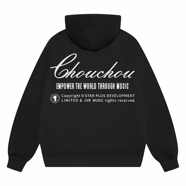 周同学 周杰伦 美式复古字母印花连帽宽松套头加绒加厚长袖卫衣 男女同款