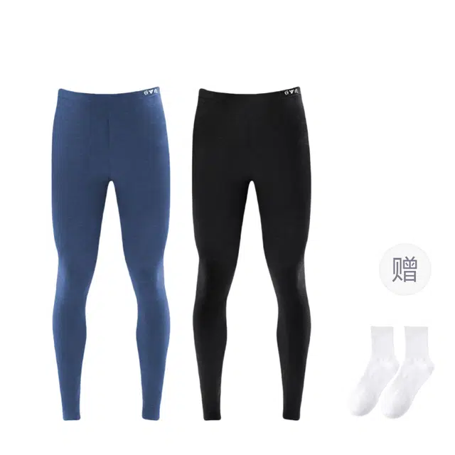 雅鹿 纯色松紧腰加绒加厚无痕修身打底保暖裤 男款 组合装