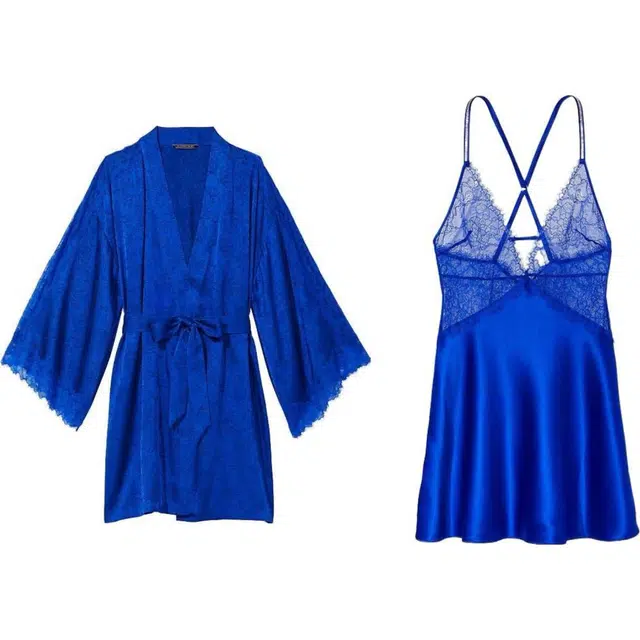 Victoria's Secret V-Neck Comfort Set Blue