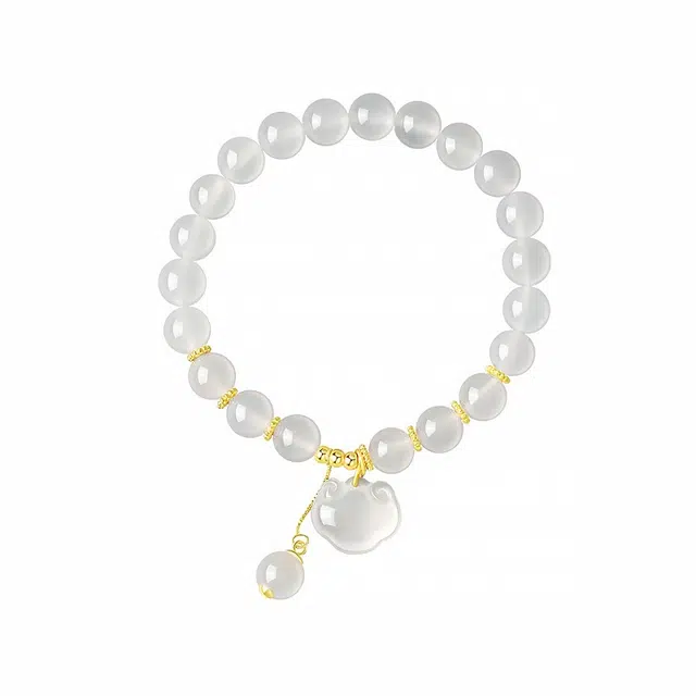 尚仟伊 新中式国潮平安如意锁 国风白月光清冷感气质精致 玉髓 手串 女款