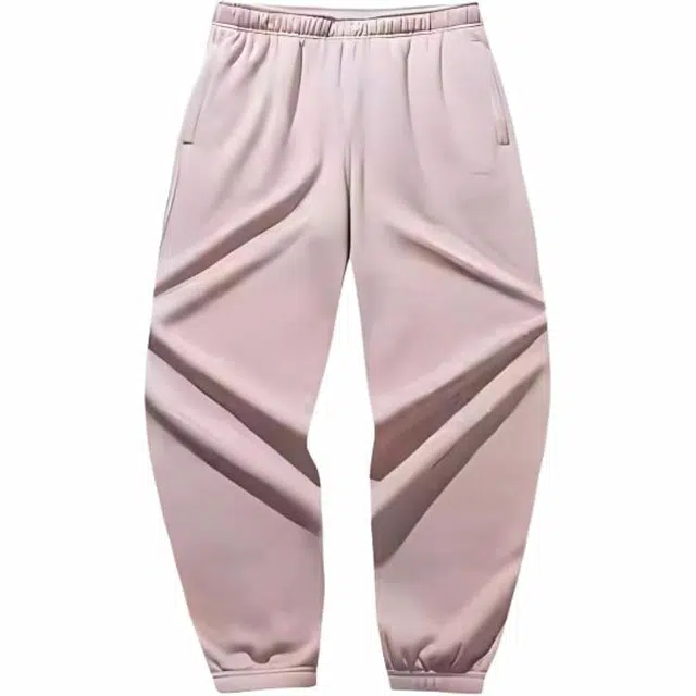 超级安踏 纯色中腰系带舒适透气加绒保暖束脚针织运动裤 男女同款 落照粉