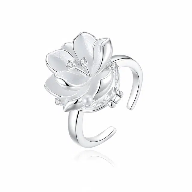 【内置香片 沁人心脾】 银千惠 新中式纯洁茉莉花白月光指环 莫离钟情久久国潮温婉雅致高级感轻奢浪漫气质百搭尾戒 合金 戒指 女款