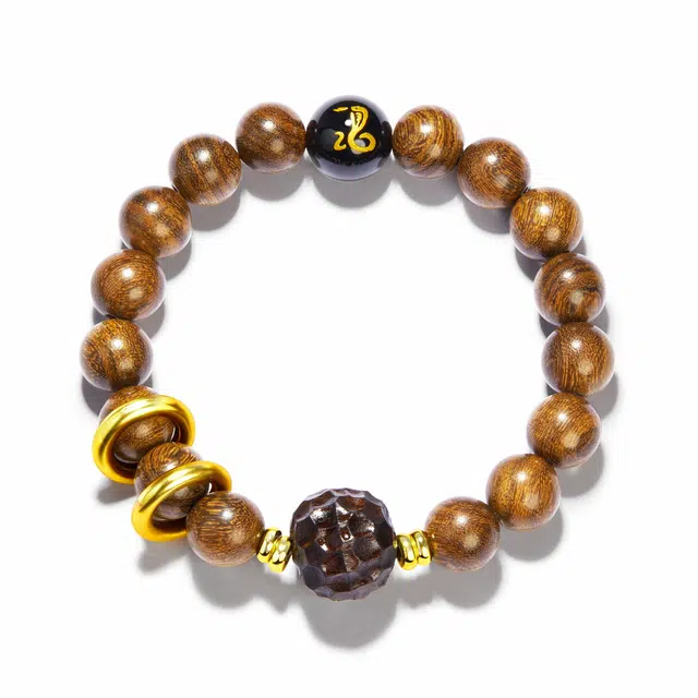 北隐 双龙戏珠 新中式招财纳福转运珠 国潮本命年守护 国风大气简约盘玩 百搭高级质感设计 金丝檀木 木作手串 男女同款情侣款