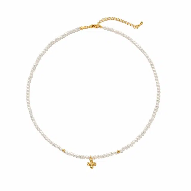 贝诗珠宝 创意高档十字架吊坠珍珠锁骨链复古高级感锁百搭小众个性时尚精致年轻款 淡水珍珠 项链 女款