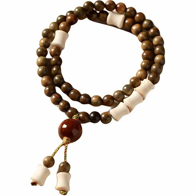 京华录 民族风大气典雅复古气质感 简约精致古典禅意双圈叠戴手持佛珠 节节高升学业有成#好运 绿檀 手串 男女同款情侣款