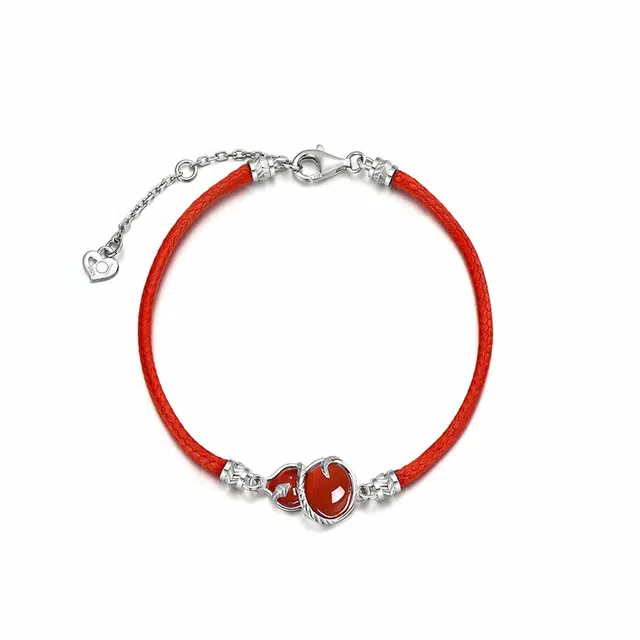 爱的约定 生肖蛇本命年招财转运原创设计百搭红绳 玛瑙 手链 女款