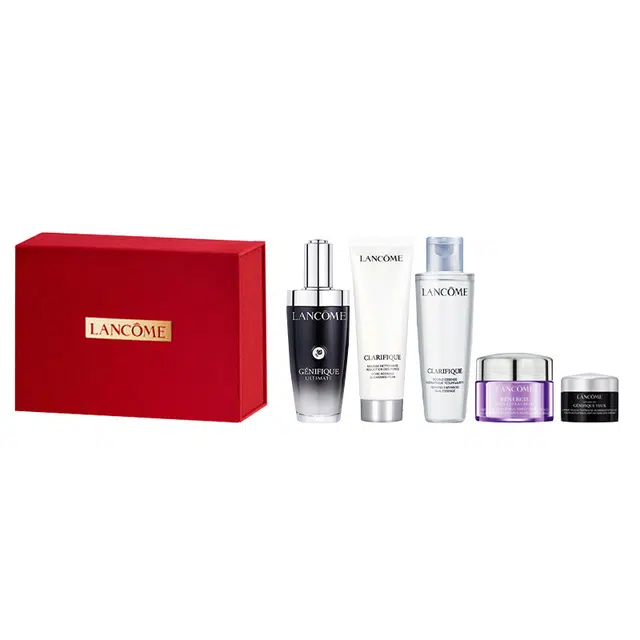 兰蔻 小黑瓶精华洁面红运丝绒礼盒护肤套装 保湿滋润补水 四件套