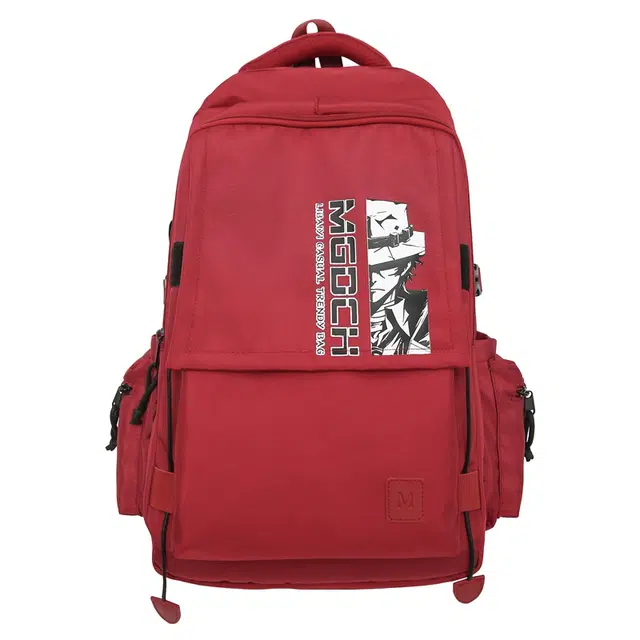 笛贝嘉 日系潮牌大容量卡通印花旅行初中高中大学设计感 尼龙 书包背包双肩包 男女同款情侣款 多色
