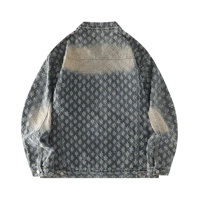 寻星记 美式复古提花宽松春秋季夹克 高级感痞帅休闲大口袋百搭牛仔外套 男女同款