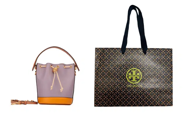 Tory Burch T Monogram Drawstring Bucket Bag
