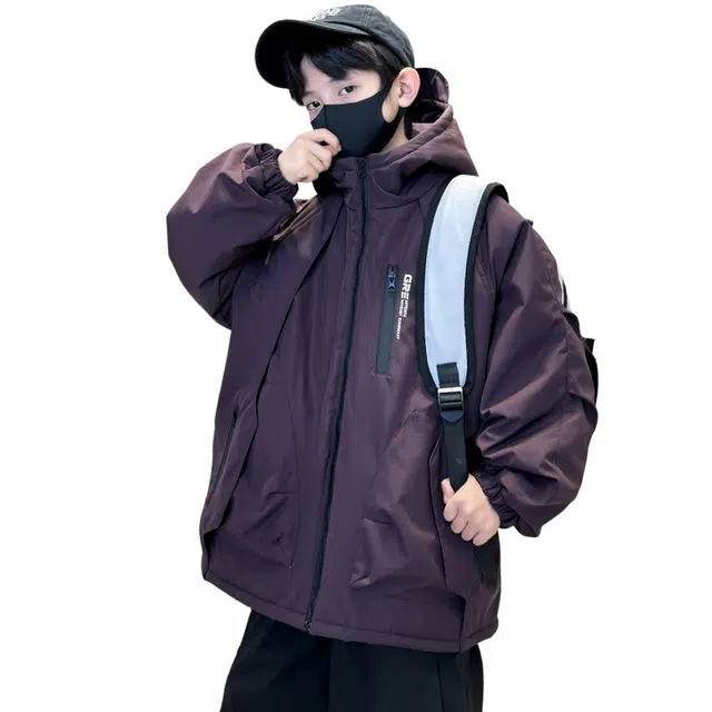 雅鹿棉衣 长袖连帽舒适简约 青少年