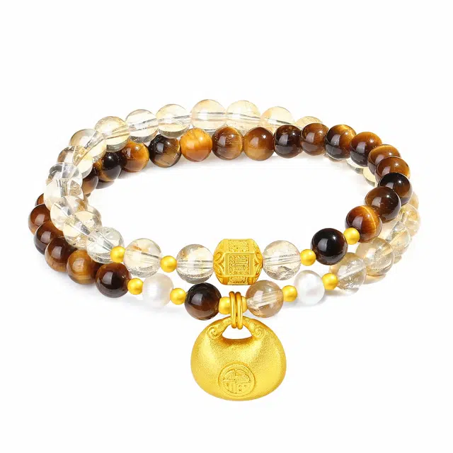 普陀山文创 新中式福气满满招财转运叠戴小众精致百搭转运福袋#好运 虎眼石 手串 男女同款情侣款