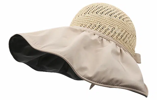 优幽兰 大帽檐简约百搭黑胶防紫外线时尚潮流气质优雅韩版休闲户外旅行穿搭拍照打卡绑带设计 聚酯纤维 防晒帽 女款