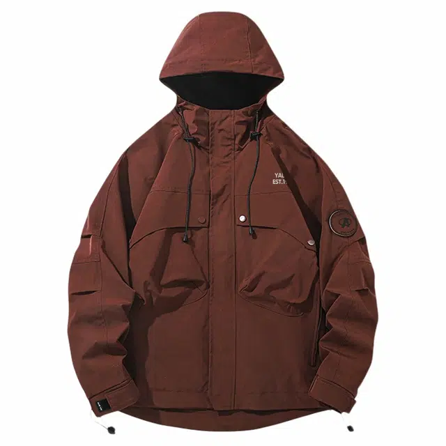 雅鹿  美式潮牌户外山系机能工装大口袋登山魔术贴三合一休闲百搭潮流  防水防风耐磨冲锋衣 男女同款 曜石黑