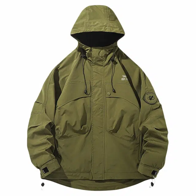 雅鹿  美式潮牌户外山系机能工装大口袋登山魔术贴三合一休闲百搭潮流  防水防风耐磨冲锋衣 男女同款 曜石黑