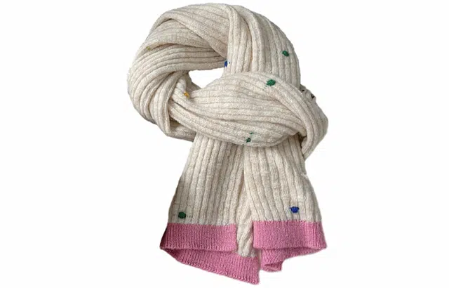 优幽兰 拼色 针织加厚护脖子防风防寒保暖 高级感 绒线围巾 女款