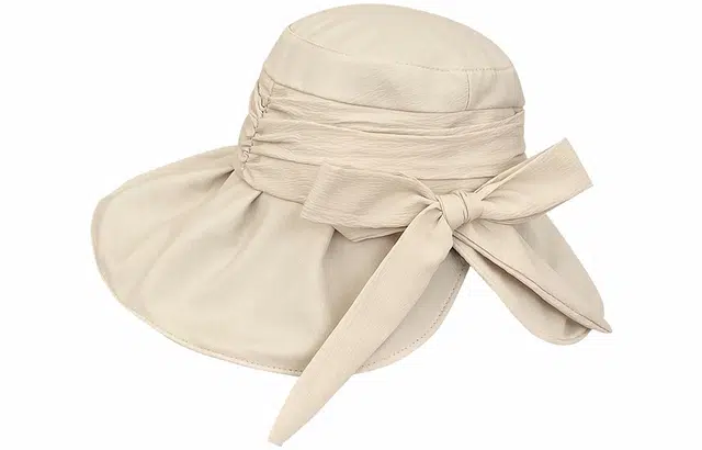 优幽兰 大脸休闲百搭户外防紫外线小众设计感褶皱轻熟薄款春夏新款 聚酯纤维 防晒帽 男女同款情侣款