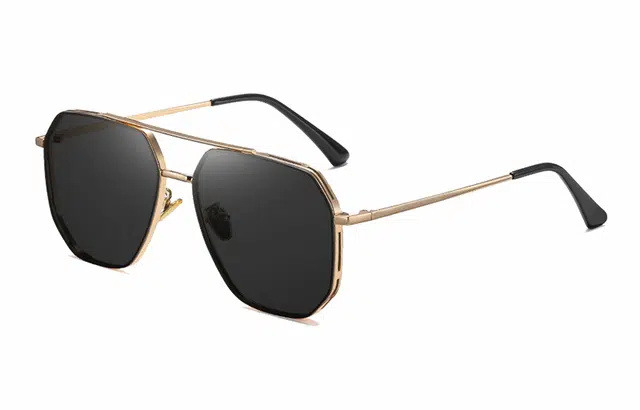 优幽兰 潮流双梁小众设计感显脸小大框墨镜痞帅开车驾驶钓鱼防紫外线偏光 金属 飞行员式 太阳眼镜 男女同款情侣款