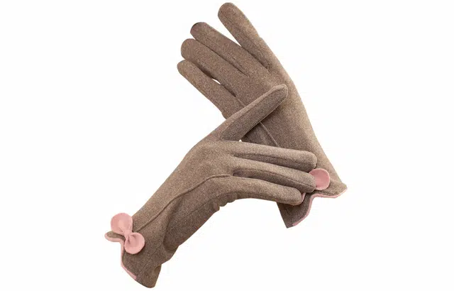 优幽兰 可爱开车保暖韩版复古五指防风防寒可触屏全指加绒弹力分指学生上课写字通勤办公实用 绒线手套 女款