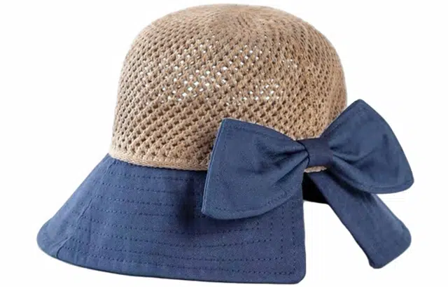 优幽兰 防晒实用休闲小众大头围显脸小沙滩遮阳高级感蝴蝶结设计感甜美可爱 聚酯纤维 渔夫帽 女款