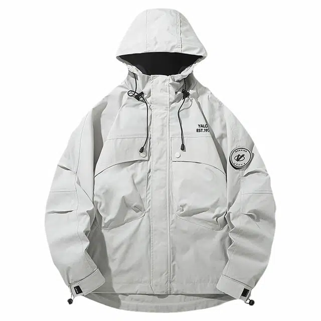 雅鹿  美式潮牌户外山系机能工装大口袋登山魔术贴三合一休闲百搭潮流  防水防风耐磨冲锋衣 男女同款 曜石黑