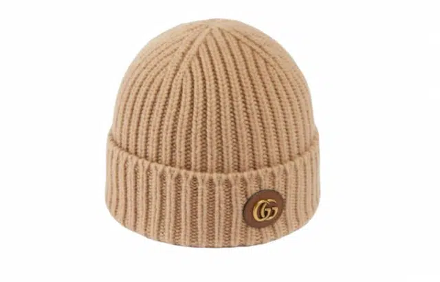 GUCCI Oval Double G Wool Beanie Brown