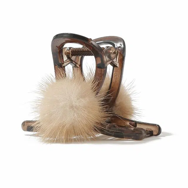 Ruhua Dream Shark Clip Vintage Pom Pom Hair Clip