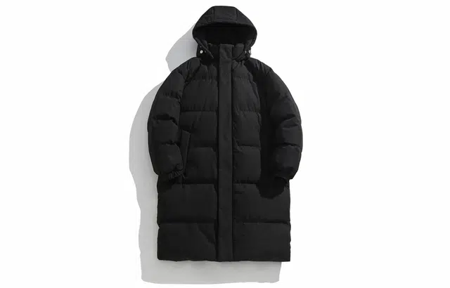 美式字母防风通勤防寒舒适落肩时尚潮流复古中长款纯色简约基础款户外休闲加厚保暖连帽外套宽松运动情侣款日常百搭棉服 男女同款