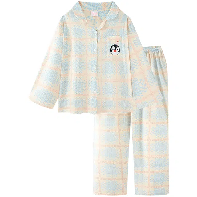 乐姿韵 简约舒适长袖长裤休闲睡衣套装 女款 杏色