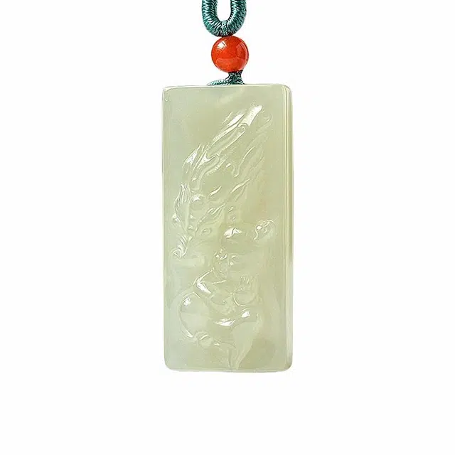 舒杰 中国风望子成龙牌项链 和田玉 青白玉 男女同款情侣款