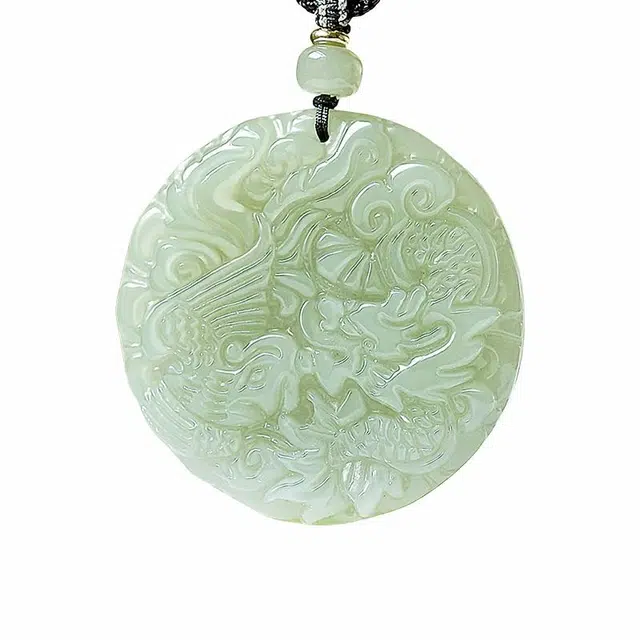 舒杰 经典古风龙凤对情侣项链 和田玉 青白玉 男女同款情侣款