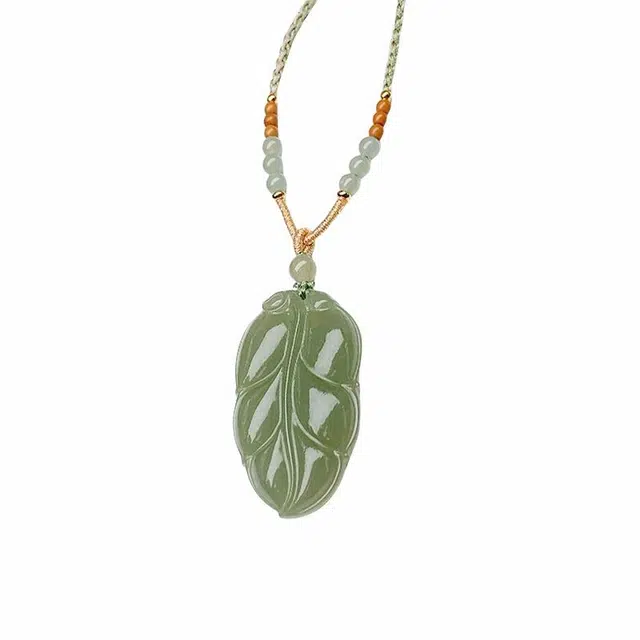 舒杰 小众百搭金枝玉叶项链 和田玉 青白玉 男女同款情侣款