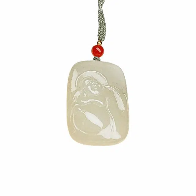 舒杰 本命弥勒佛公项链 和田玉 青白玉 男女同款情侣款