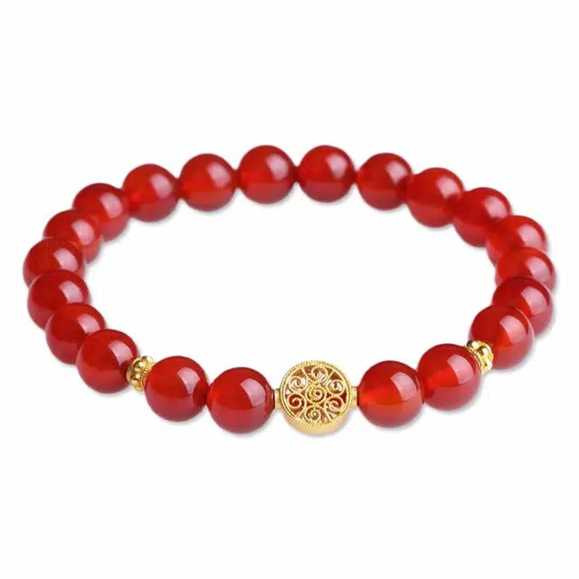 妍韵珠宝 新中式国潮风高级质感典雅古法银 #好运 玛瑙 手串 男女同款情侣款