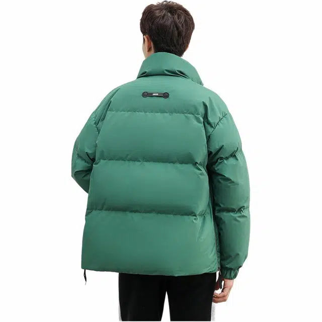 鸭鸭 纯色抗皱短款面包羽绒服 男款