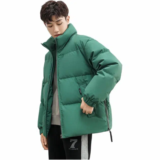 鸭鸭 纯色抗皱短款面包羽绒服 男款