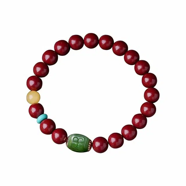 醉倾城 朱事顺利 本命年吉祥平安转运珠时尚小众百搭复古优雅气质 朱砂 手串 男女同款情侣款