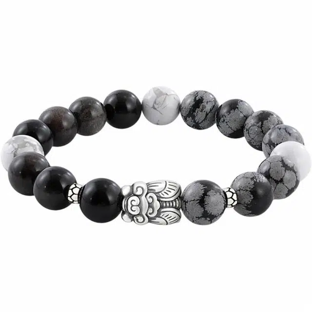 醉倾城 蝉鸣迎禄 国潮风金榜题名成功上岸一鸣惊人时尚潮流 转运珠绕指盘玩复古新中式小众酷黑 黑曜石 手串 男女同款情侣款