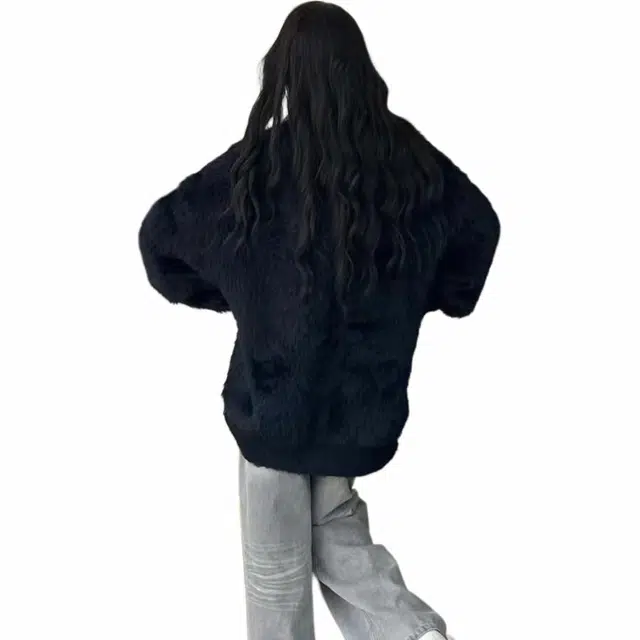 玉儿恋 美式复古蝴蝶提花圆领设计感开衫时尚纯色宽松百搭长袖针织衫 男女同款 黑色