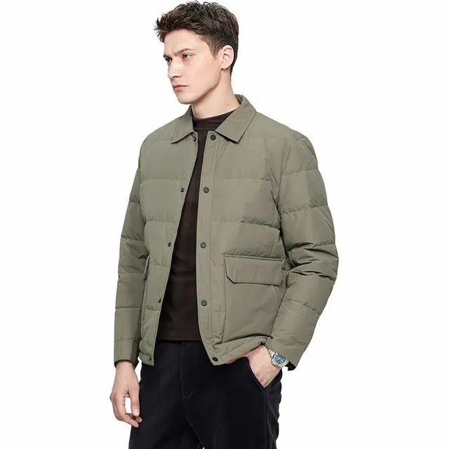 与狼共舞 科技保暖厚实商务休闲翻领羽绒服 男款 卡其