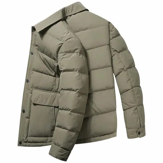 与狼共舞 科技保暖厚实商务休闲翻领羽绒服 男款 卡其
