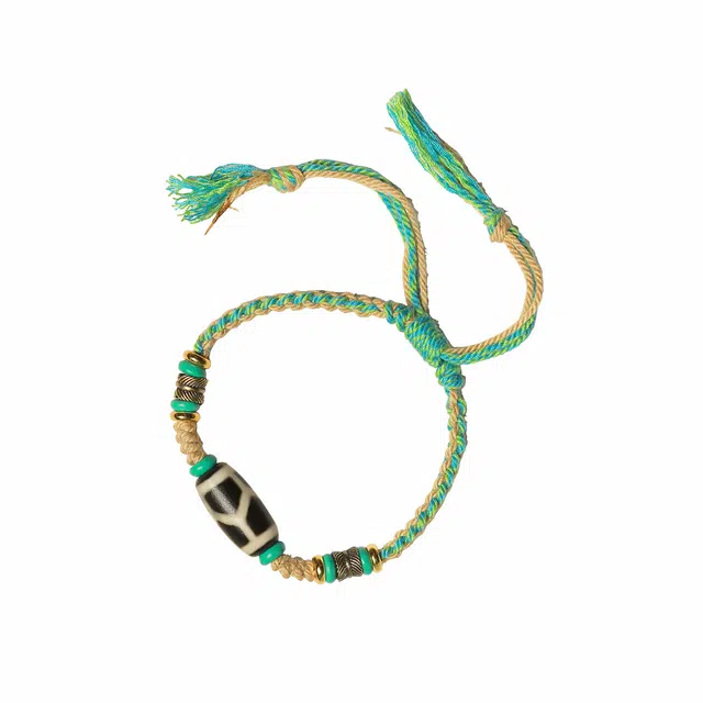 梨云暮雪 藏式 民族风 薄荷曼波 龟甲天珠手绳 清新 小众 玛瑙 玉石手链 男女同款情侣款