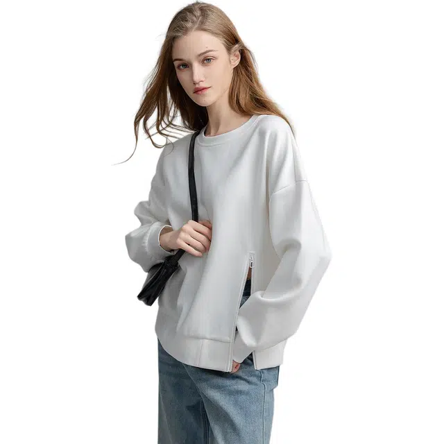 【dme】 纯色圆领套头休闲长袖卫衣 女款 本白